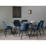 Gallery Collection Miro Clear Glass 6 Seater Table & 6 Seurat Blue Velvet Chairs