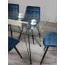 Gallery Collection Miro Clear Glass 6 Seater Table & 6 Seurat Blue Velvet Chairs