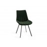 Gallery Collection Hirst Grey Painted Glass 4 Seater Table & 4 Fontana Green Velvet Chairs