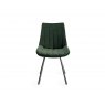 Gallery Collection Hirst Grey Painted Glass 4 Seater Table & 4 Fontana Green Velvet Chairs