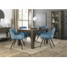 Premier Collection Turin Dark Oak 4-6 Seater Table & 4 Dali Petrol Blue Velvet Chairs