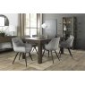 Premier Collection Turin Dark Oak 6-8 Seater Table & 6 Dali Grey Velvet Chairs