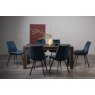 Premier Collection Turin Dark Oak 6-8 Seater Table & 6 Fontana Blue Velvet Chairs