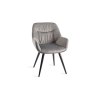 Premier Collection Turin Glass 4 Seater Table - Dark Oak Legs & 4 Dali Grey Velvet Chairs