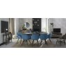 Gallery Collection Vintage Weathered Oak 6-8 Seater Table & 8 Dali Petrol Blue Velvet Chairs