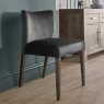 Bentley Designs Turin Dark Oak 6-8 Seater Dining Set & 6 Low Back Chairs- Gun Metal Velvet- chair front angle