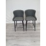 Gallery Collection Cezanne - Dark Grey Faux Leather Bar Stools with Black Legs (Pair) - Grade A2 - Ref #0520