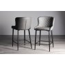 Gallery Collection Cezanne - Dark Grey Faux Leather Bar Stools with Black Legs (Pair) - Grade A2 - Ref #0520