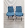 Gallery Collection Fontana - Blue Velvet Fabric Chairs with Black Legs (Pair) - Grade A3 - Ref #0723