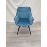 Gallery Collection Dali - Petrol Blue Velvet Fabric Chairs with Black Legs (Single) - Grade A3 - Ref #0735