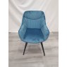 Gallery Collection Dali - Petrol Blue Velvet Fabric Chairs with Black Legs (Single) - Grade A3 - Ref #0735