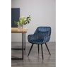 Gallery Collection Dali - Petrol Blue Velvet Fabric Chairs with Black Legs (Single) - Grade A3 - Ref #0735