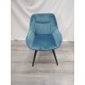 Gallery Collection Dali - Petrol Blue Velvet Fabric Chairs with Black Legs (Single) - Grade A3 - Ref #0736