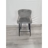 Gallery Collection Cezanne - Grey Velvet Fabric Bar Stool with Black Legs (Single) - Grade A3 - Ref #0775