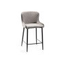 Gallery Collection Cezanne - Grey Velvet Fabric Bar Stool with Black Legs (Single) - Grade A3 - Ref #0775