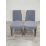 Premier Collection Cadell Aged Oak Upholstered Chair - Slate Blue (Pair) - Grade A3 - Ref #0777