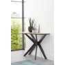 Premier Collection Brunel Chalk Oak & Gunmetal Semi Elliptical Console Table - Grade A3 - Ref #0781