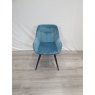 Gallery Collection Dali - Petrol Blue Velvet Fabric Chairs with Black Legs (Single) - Grade A3 - Ref #0534