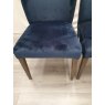 Premier Collection Turin Dark Oak Low Back Uph Chair - Dark Blue Velvet Fabric (Pair) - Grade A2 - Ref #0821