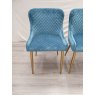 Gallery Collection Cezanne - Petrol Blue Velvet Fabric Chairs with Gold Legs (Pair) - Grade A2 - Ref #0822