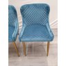 Gallery Collection Cezanne - Petrol Blue Velvet Fabric Chairs with Gold Legs (Pair) - Grade A2 - Ref #0822