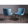 Gallery Collection Cezanne - Petrol Blue Velvet Fabric Chairs with Gold Legs (Pair) - Grade A2 - Ref #0822