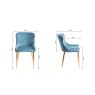 Gallery Collection Cezanne - Petrol Blue Velvet Fabric Chairs with Gold Legs (Pair) - Grade A2 - Ref #0822