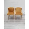 Gallery Collection Cezanne - Mustard Velvet Fabric Chairs with Gold Legs (Pair) - Grade A2 - Ref #0823