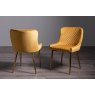 Gallery Collection Cezanne - Mustard Velvet Fabric Chairs with Gold Legs (Pair) - Grade A2 - Ref #0823