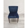 Premier Collection Turin Dark Oak Low Back Uph Chair - Dark Blue Velvet Fabric (Single) - Grade A2 - Ref #0827