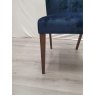 Premier Collection Turin Dark Oak Low Back Uph Chair - Dark Blue Velvet Fabric (Single) - Grade A2 - Ref #0827