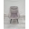 Gallery Collection Dali - Grey Velvet Fabric Chairs with Black Legs (Single) - Grade A3 - Ref #0851