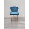 Gallery Collection Cezanne - Petrol Blue Velvet Fabric Bar Stools with Gold Legs (Single) - Grade A2 - Ref #0828