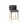 Gallery Collection Cezanne - Dark Grey Faux Leather Bar Stool with Gold Legs (Single) - Grade A2 - Ref #0829