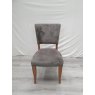 Signature Collection Rustic Oak Uph Chairs in Gun Metal Velvet Fabric (Single) - Grade A3 - Ref #0869