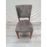 Signature Collection Rustic Oak Uph Chairs in Gun Metal Velvet Fabric (Single) - Grade A3 - Ref #0869