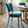 Signature Collection Rustic Oak Uph Chairs -  Sea Green Velvet Fabric (SINGLE) - Grade A3 - Ref #0870