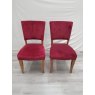 Signature Collection Rustic Oak Uph Chair - Crimson Velvet Fabric (Pair) - Grade A3 - Ref #0872