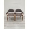 Signature Collection Camden Rustic Oak Upholstered Arm Chair in a Dark Grey Fabric (Pair) - Grade A2 - Ref #0881