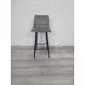 Gallery Collection Mondrian - Grey Velvet Fabric Bar Stool with Black Legs (Single) - Grade A3 - Ref #0902