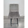 Gallery Collection Mondrian - Grey Velvet Fabric Bar Stool with Black Legs (Single) - Grade A3 - Ref #0902