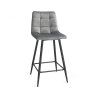 Gallery Collection Mondrian - Grey Velvet Fabric Bar Stool with Black Legs (Single) - Grade A3 - Ref #0902