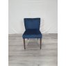 Premier Collection Turin Dark Oak Low Back Uph Chair - Dark Blue Velvet Fabric (Single) - Grade A3 - Ref #0905