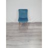 Gallery Collection Eriksen - Petrol Blue Velvet Fabric Chairs with Oak Effect Legs (Single) - Grade A3 - Ref #0910