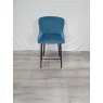 Gallery Collection Cezanne - Petrol Blue Velvet Fabric Bar Stool with Black Legs (Single) - Grade A3 - Ref #0915