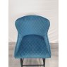 Gallery Collection Cezanne - Petrol Blue Velvet Fabric Bar Stool with Black Legs (Single) - Grade A3 - Ref #0915