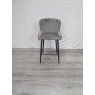 Gallery Collection Cezanne - Grey Velvet Fabric Bar Stool with Black Legs (Single) - Grade A3 - Ref #0916