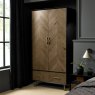 Signature Collection Sienna Fumed Oak & Peppercorn Double Wardrobe  - Grade A2 - Ref #0975