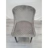 Gallery Collection Cezanne - Grey Velvet Fabric Chair with Black Legs (Single) - Grade A3 - Ref #0928